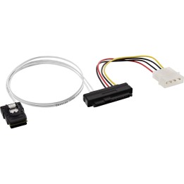 27622B - InLine® SAS Anschlusskabel, Mini-SAS SFF-8087 an 1x SAS SFF-8482  Strom, einzene SAS HDD an Controller, 1m