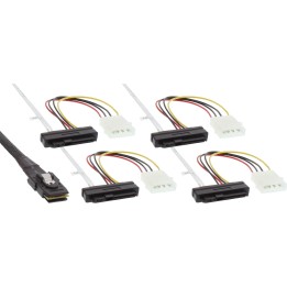 27621B - InLine® SAS Anschlusskabel, Mini-SAS SFF-8087 an 4x SAS  Strom, SAS HDD an Controller, 1m