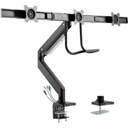 23172A - InLine® support de table avec lifterUSB, mobile, pour 3 écrans jusqu'à 69cm (27)