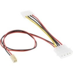 Câble adaptateur carte mère , InLine®, 2 broches Molex prise femelle an, double prise Y, longueur 30cm