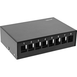 InLine? Patchfeld-Dose Aufputz f?r 8x Keystone RJ45, Metall, schwarz RAL9005