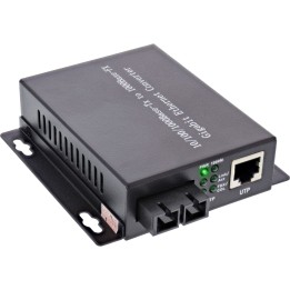 InLine? Netzwerk Media Konverter 10/100/1000Mb/s TP zu LWL (SC Duplex), SM, 20km