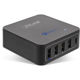 31515S - InLine® Power Delivery  Quick Charge 3.0 USB Netzteil, Ladegerät, 4x USB A  USB Typ-C, 40W, schwarz