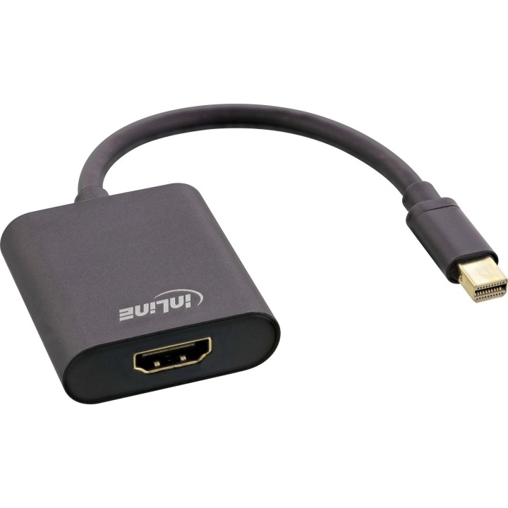 17193S - InLine® Câble adaptateur Mini DisplayPort HDMI Aluminium avec audio, 4K/60Hz, noir