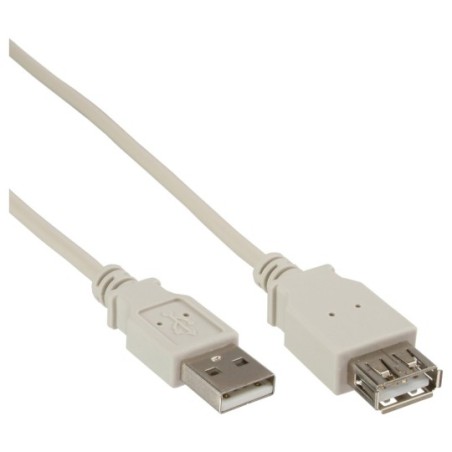 USB 2.0 Rallonge, InLine®, mâle/fem. type A, beige, 1,8m, bulk