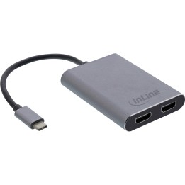 64201B - InLine® USB Dual Display Konverter, USB Typ-C zu 2x HDMI Buchse (DP Alt Mode), 4K, schwarz, 0.1m