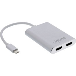 InLine? USB Dual Display Konverter, USB-C zu 2x HDMI Buchse, 4K/60Hz, wei?