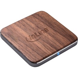 33393Y - InLine® Qi woodcharge, Smartphone wireless fast charger, 5/7,5/10W